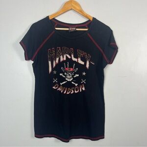 Harley Davidson Pirate studded bling biker t-shirt READ